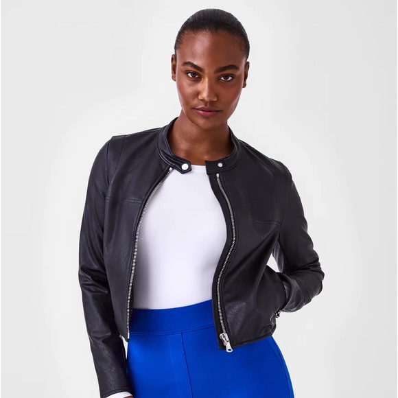 SPANX Leather-Like Moto Jacket - Picture 1 of 8